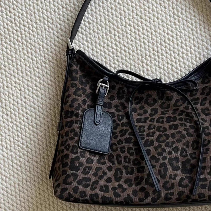 Leopard Print Shoulder Bag | Soft Suede Faux Finish