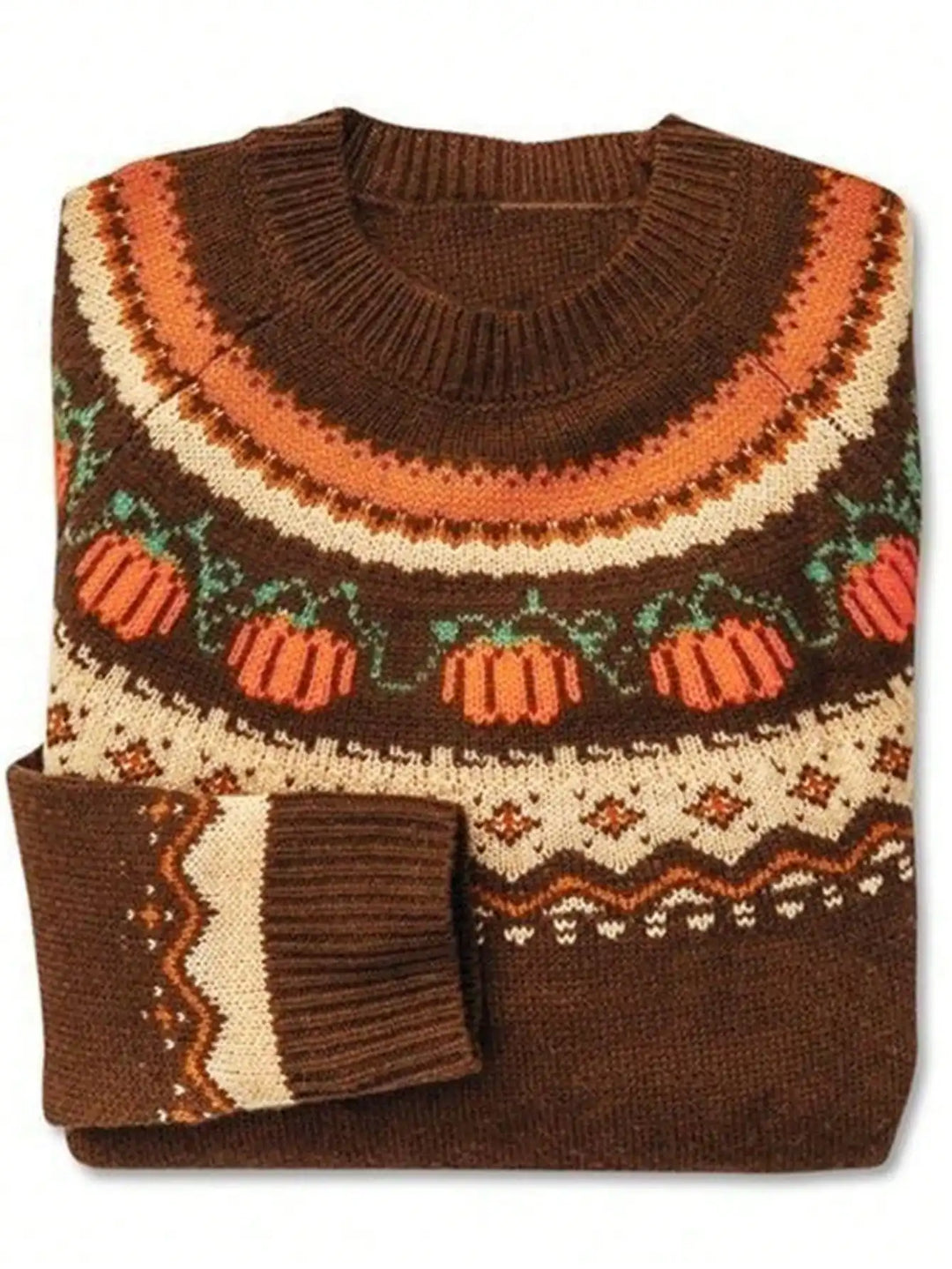 Punkin Sweater featuring a stylish jacquard design in soft wool, perfect for cozy autumn outfits. - 1