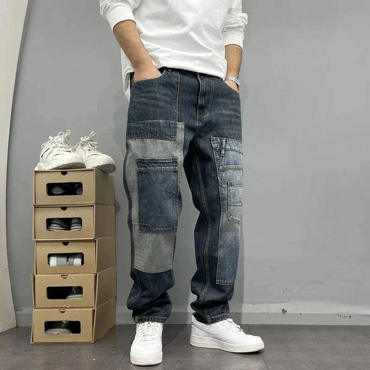 Jasper Ken Jeans in a stylish patchwork design featuring a relaxed fit, perfect for casual wear and modern fashion enthusiasts. - 3