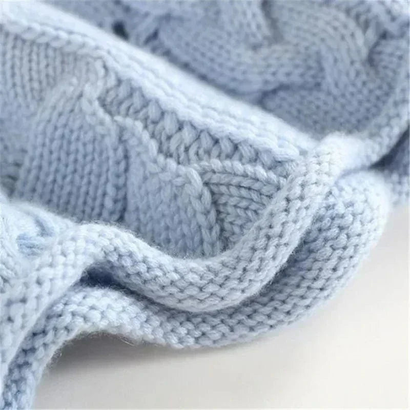 Women's Braided-Knit Turtleneck Sweater, Rope Texture, Beige or Blue