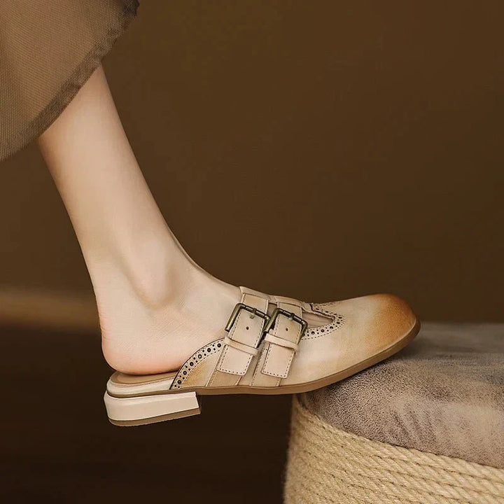 Theodora Mule Heels featuring soft leather material and a comfortable block heel, perfect for stylish and easy wear. - 17