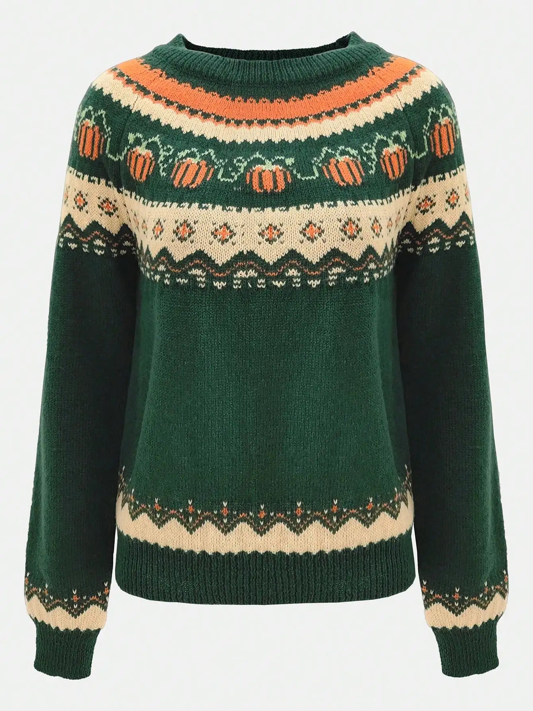 Punkin Sweater featuring a stylish jacquard design in soft wool, perfect for cozy autumn outfits. - 8