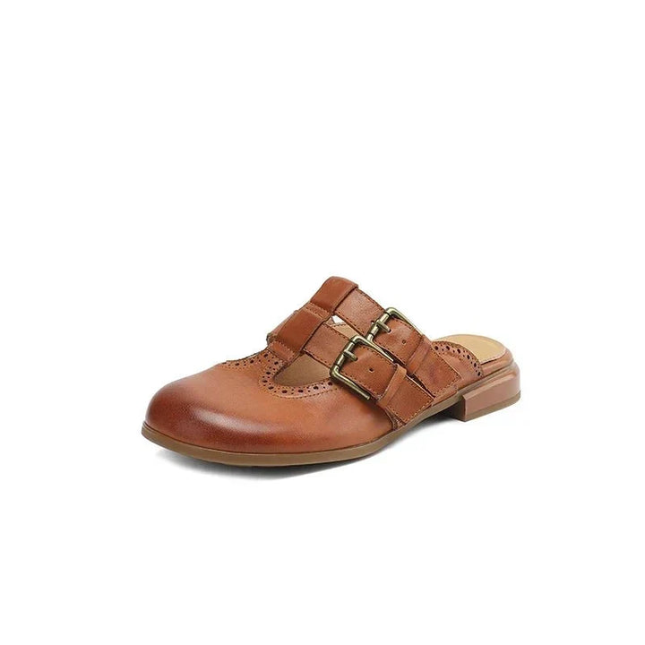 Theodora Mule Heels featuring soft leather material and a comfortable block heel, perfect for stylish and easy wear. - 8