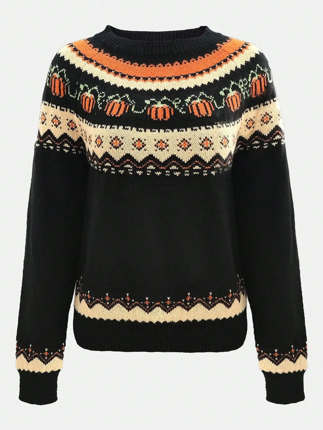 Punkin Sweater featuring a stylish jacquard design in soft wool, perfect for cozy autumn outfits. - 6