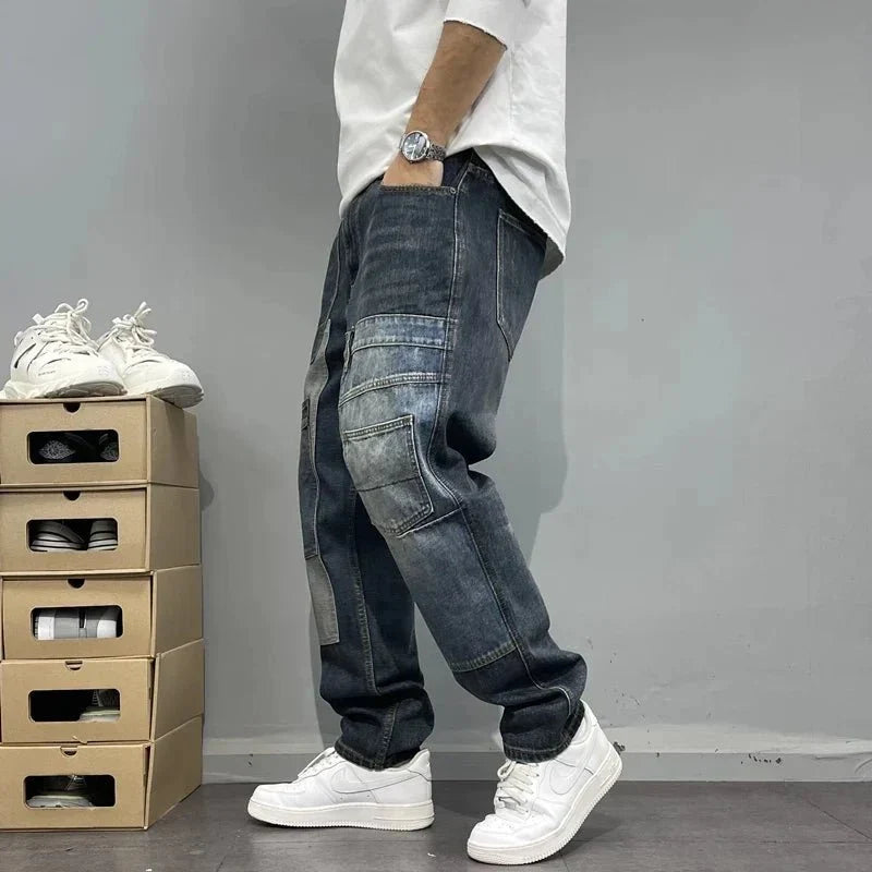 Jasper Ken Jeans in a stylish patchwork design featuring a relaxed fit, perfect for casual wear and modern fashion enthusiasts. - 2