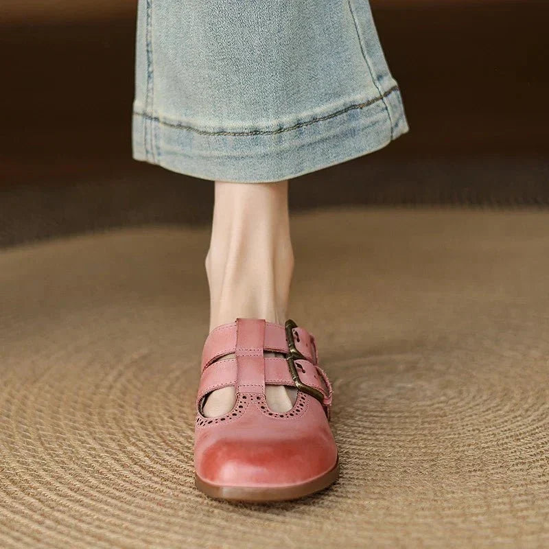 Theodora Mule Heels featuring soft leather material and a comfortable block heel, perfect for stylish and easy wear. - 28