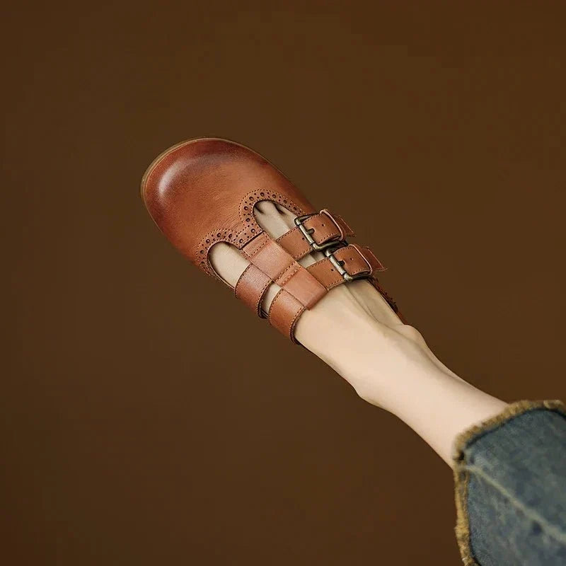 Theodora Mule Heels featuring soft leather material and a comfortable block heel, perfect for stylish and easy wear. - 27