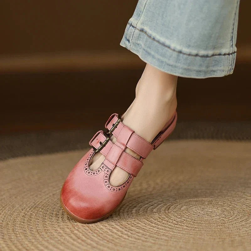 Theodora Mule Heels featuring soft leather material and a comfortable block heel, perfect for stylish and easy wear. - 30