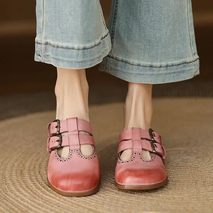 Theodora Mule Heels featuring soft leather material and a comfortable block heel, perfect for stylish and easy wear. - 29
