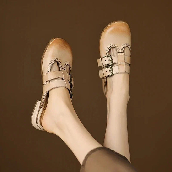 Theodora Mule Heels featuring soft leather material and a comfortable block heel, perfect for stylish and easy wear. - 21
