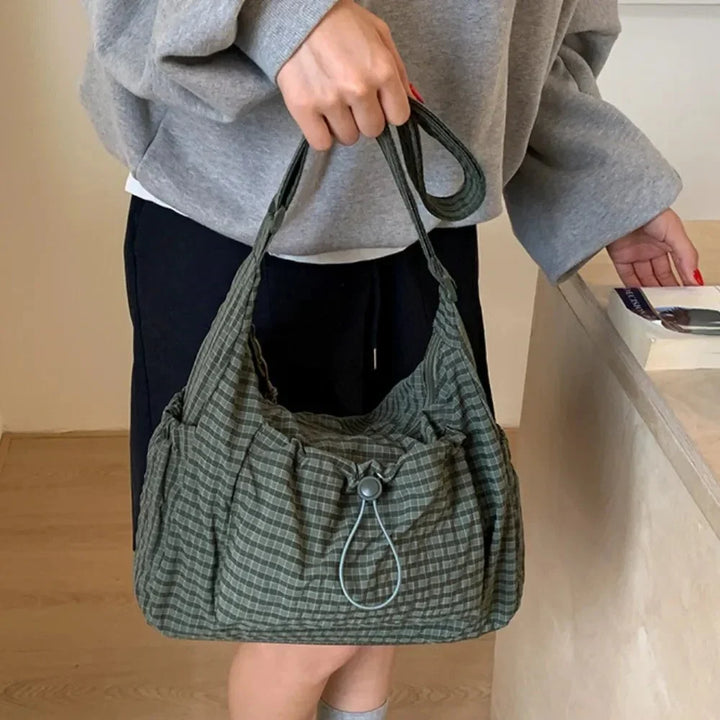 Nava Crossbody Bag for Women featuring a stylish checkered design made of durable nylon and polyester. - 24