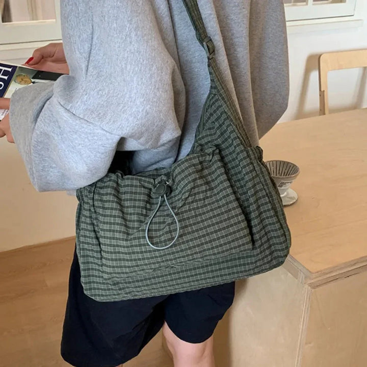 Nava Crossbody Bag for Women featuring a stylish checkered design made of durable nylon and polyester. - 23