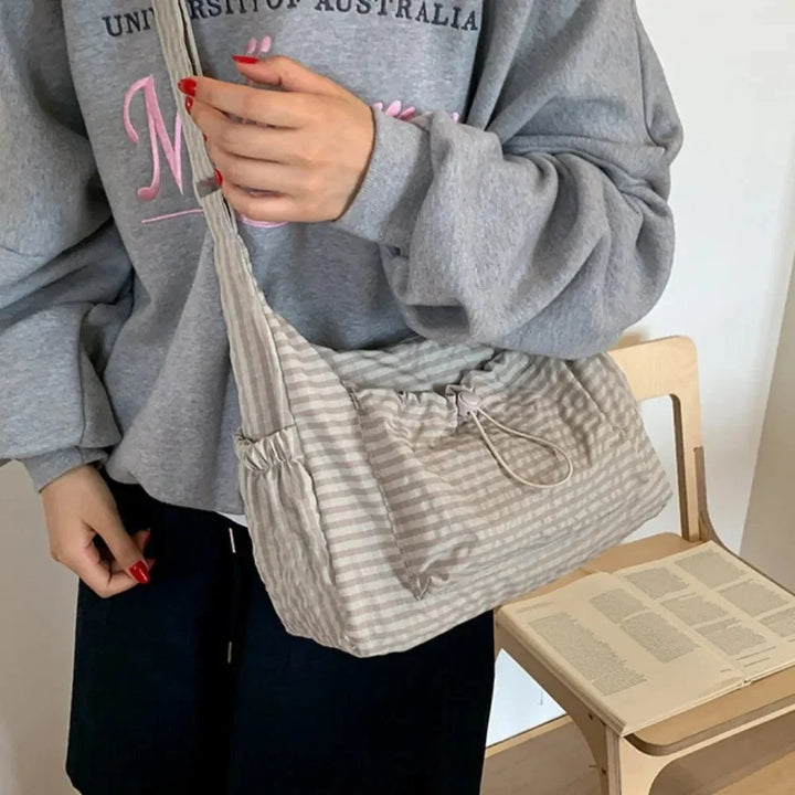 Nava Crossbody Bag for Women featuring a stylish checkered design made of durable nylon and polyester. - 31