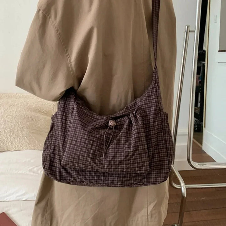 Nava Crossbody Bag for Women featuring a stylish checkered design made of durable nylon and polyester. - 20