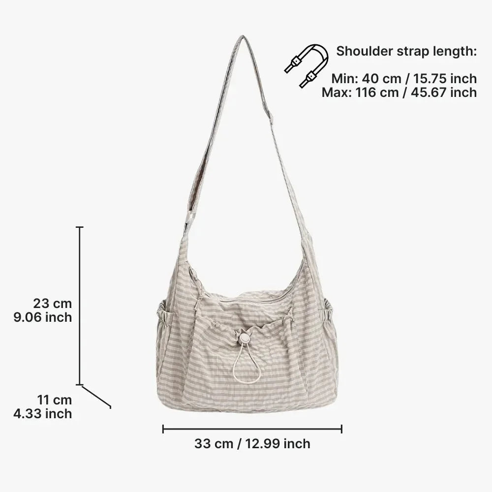 Nava Crossbody Bag for Women featuring a stylish checkered design made of durable nylon and polyester. - 29