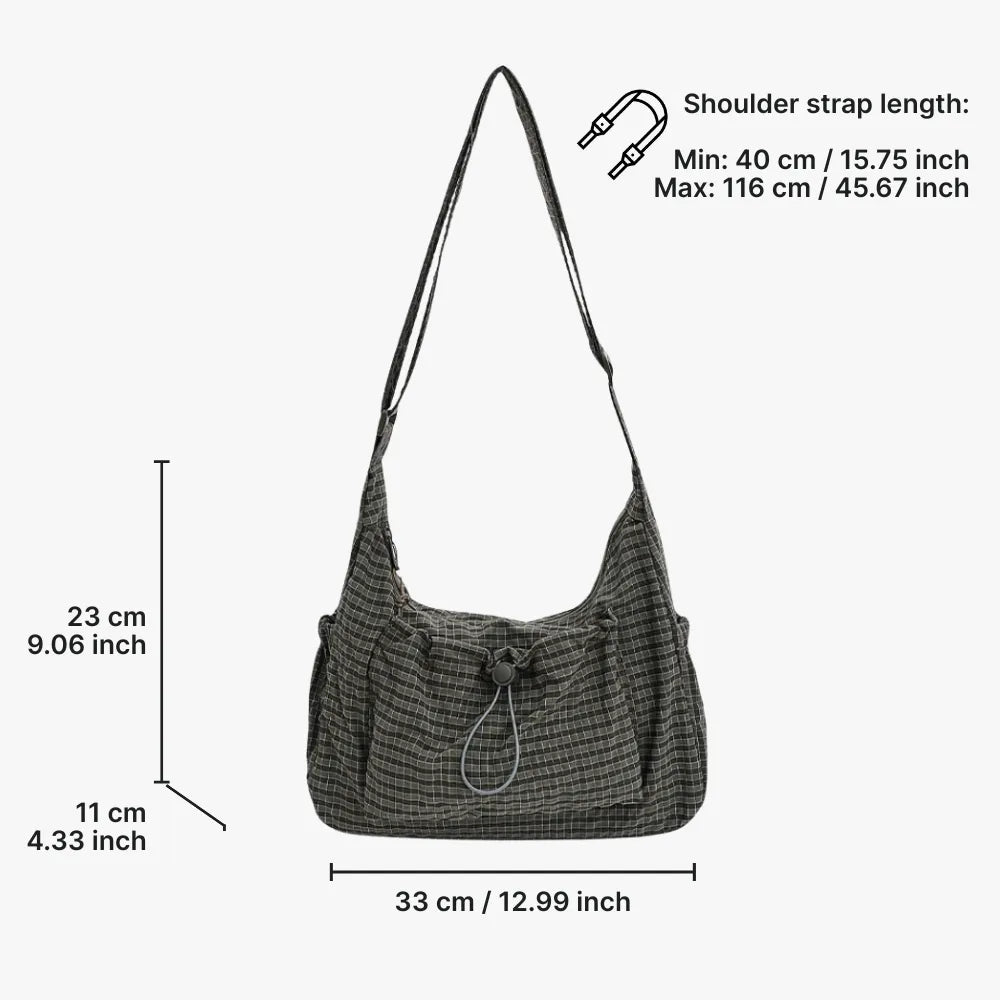 Nava Crossbody Bag for Women featuring a stylish checkered design made of durable nylon and polyester. - 26