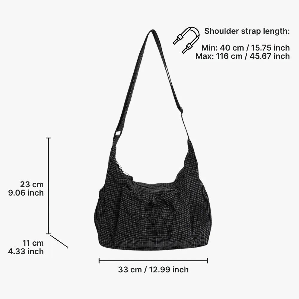 Nava Crossbody Bag for Women featuring a stylish checkered design made of durable nylon and polyester. - 16