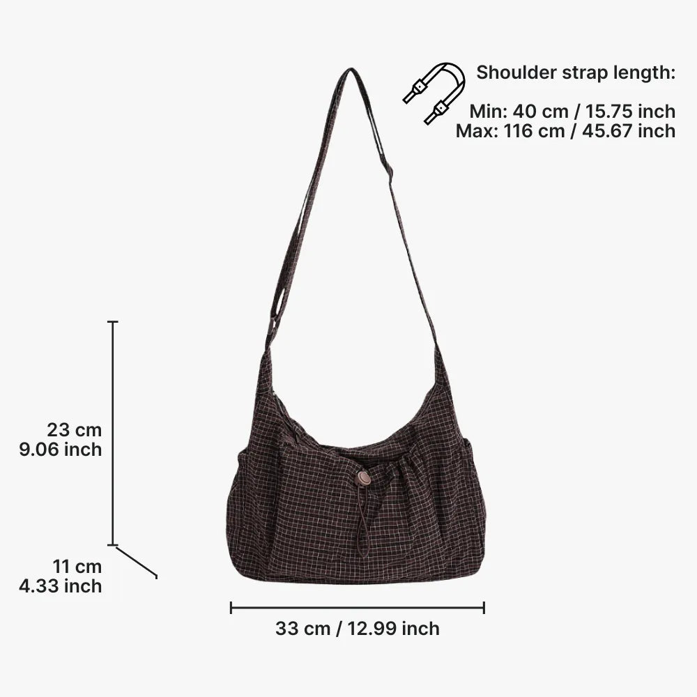 Nava Crossbody Bag for Women featuring a stylish checkered design made of durable nylon and polyester. - 21