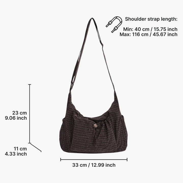 Nava Crossbody Bag for Women featuring a stylish checkered design made of durable nylon and polyester. - 21