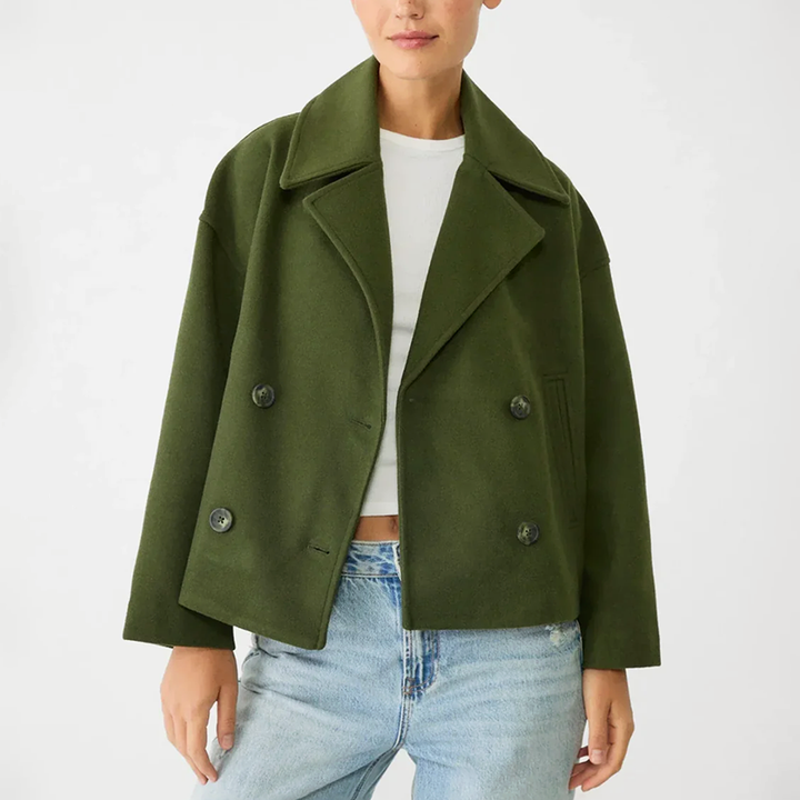 Nel | Cropped Double-Breasted Coat with Lapel Collar