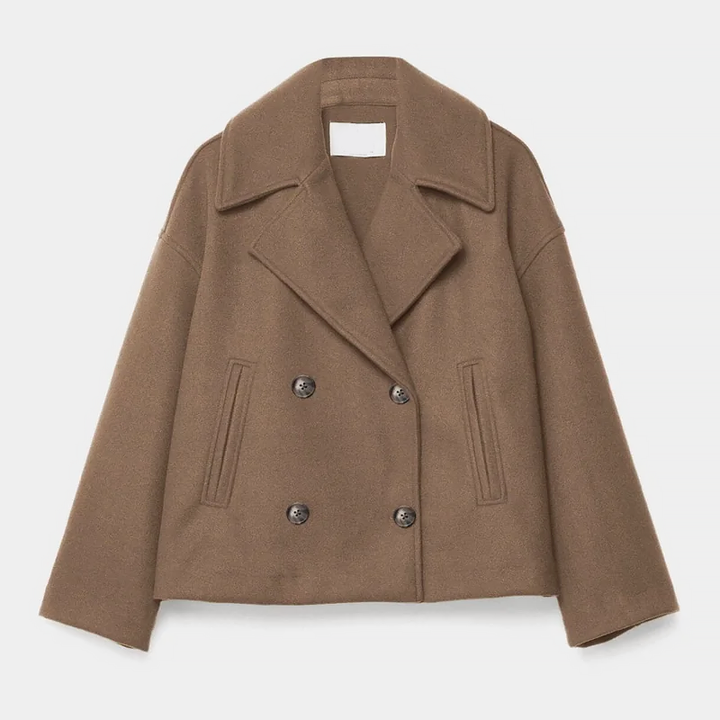 Nel | Cropped Double-Breasted Coat with Lapel Collar