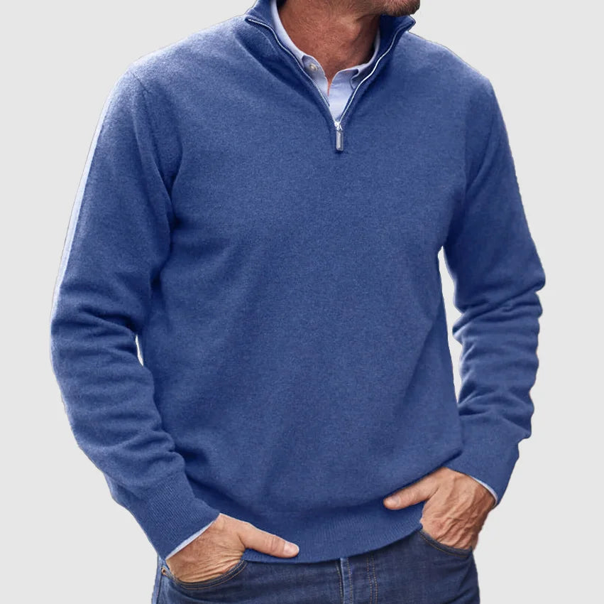 Men's Cashmere-Touch Half-Zip Sweater, Ribbed Trim