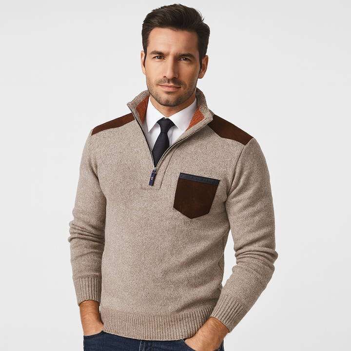Men's Cashmere-Touch Pullover, Soft Knit, V-Neck