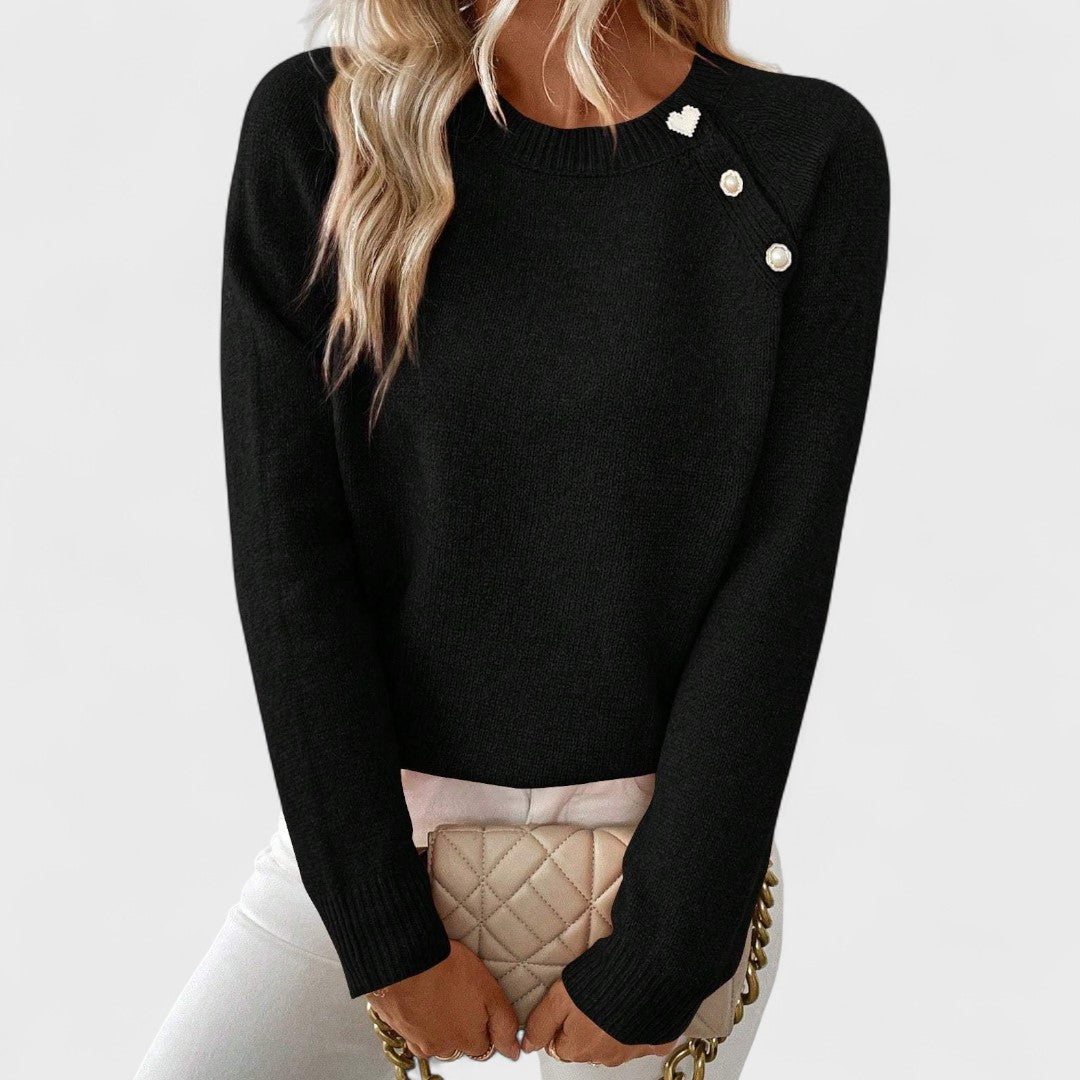 Women's One-Shoulder Sweater – Button Detail