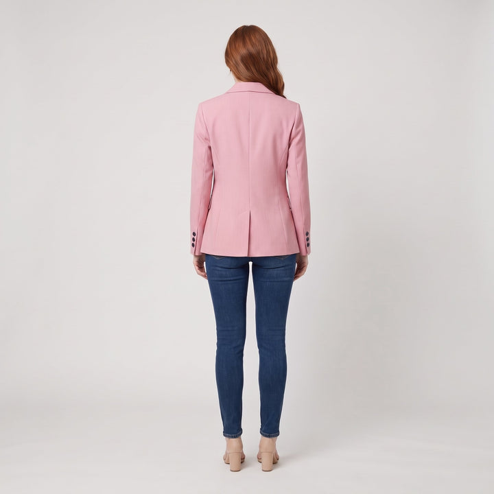 Back view of the soft pink blazer