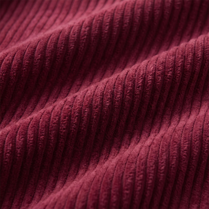 Close-up of the burgundy corduroy wale texture
