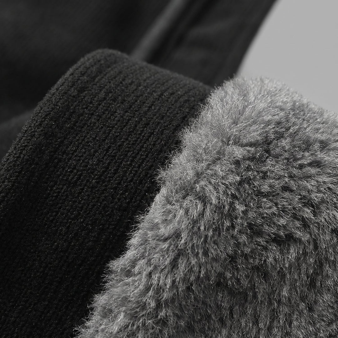 Women's faux-fur lined jacket fabric close-up