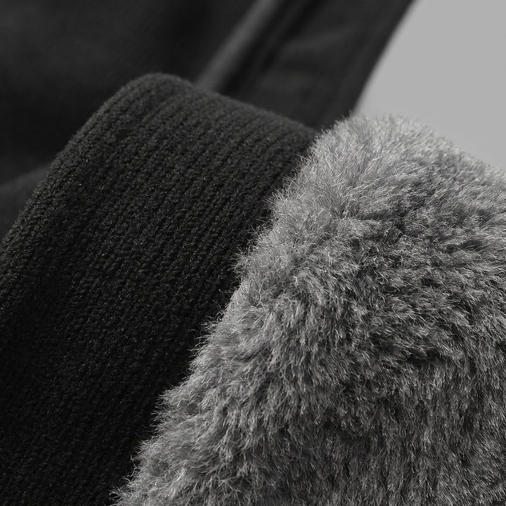 Women's faux-fur lined jacket fabric close-up