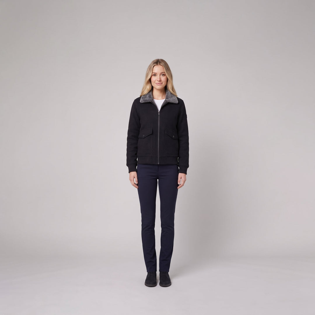 Women's faux-fur lined jacket front