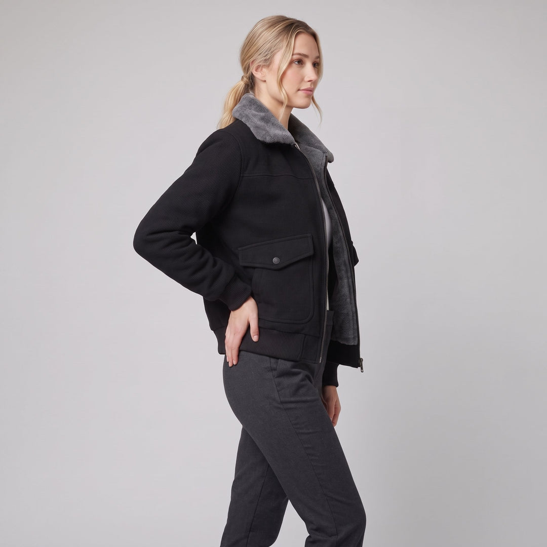 Women's faux-fur lined jacket side
