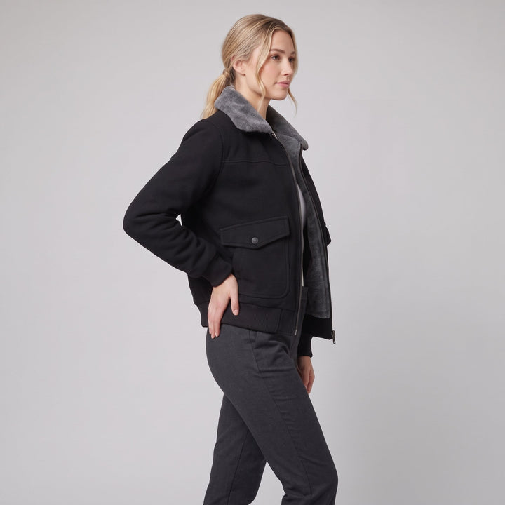 Women's faux-fur lined jacket side