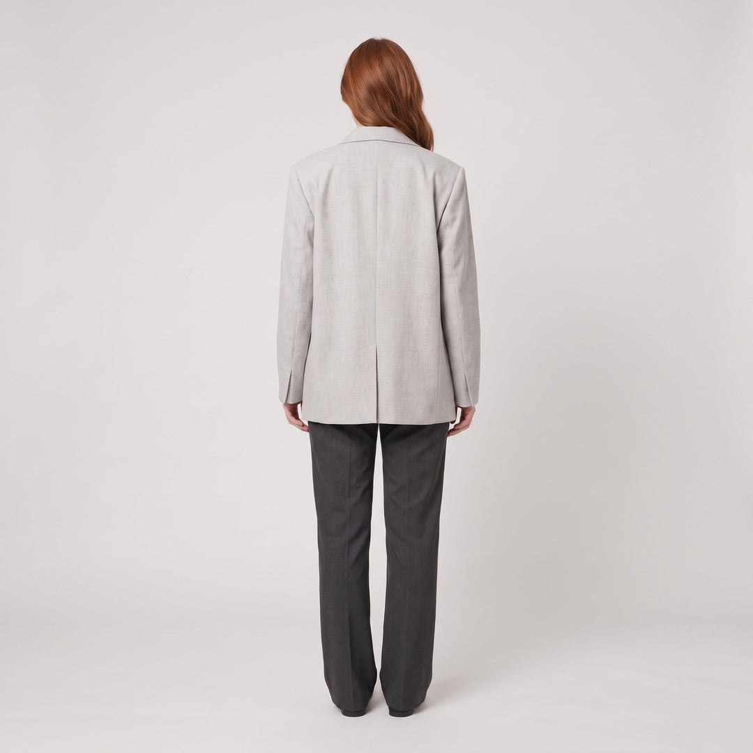 Women's grey tailored blazer back
