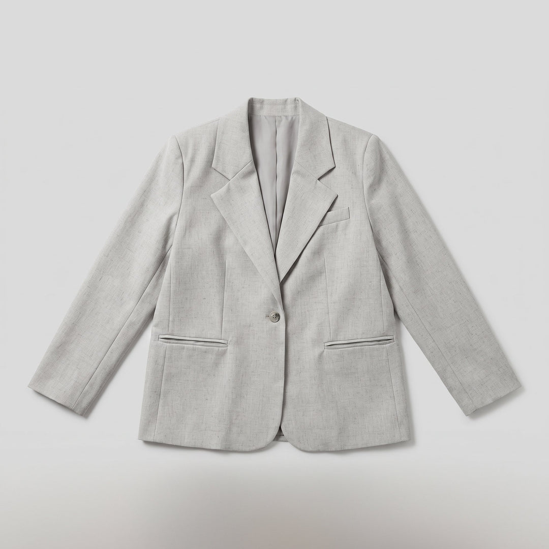 Women's grey tailored blazer flat lay