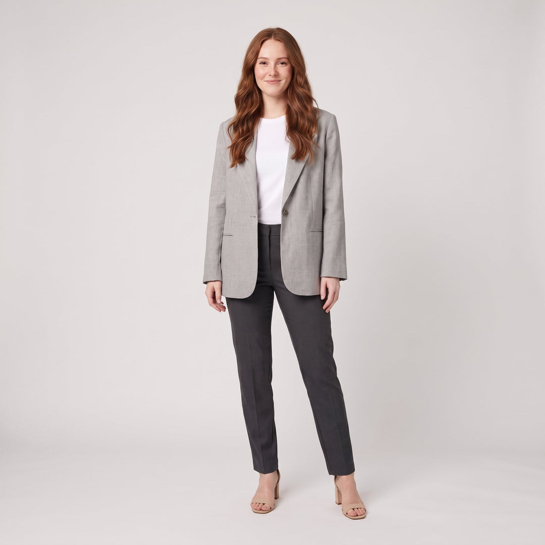 Women's grey tailored blazer front