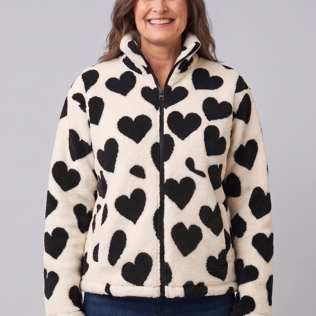 Heart sherpa jacket close-up, front