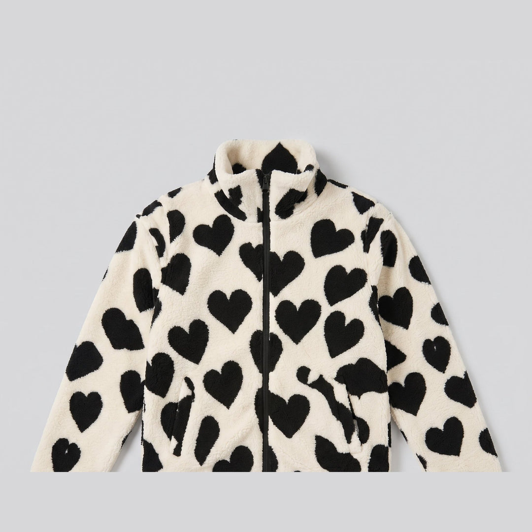 Heart sherpa jacket flat-lay