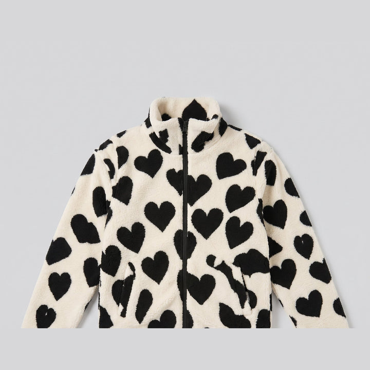 Heart sherpa jacket flat-lay