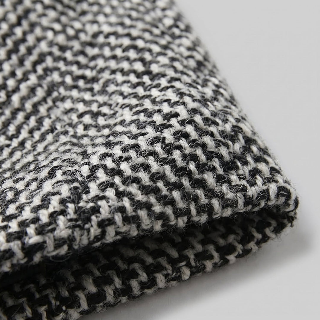 Close-up of the herringbone wool fabric weave