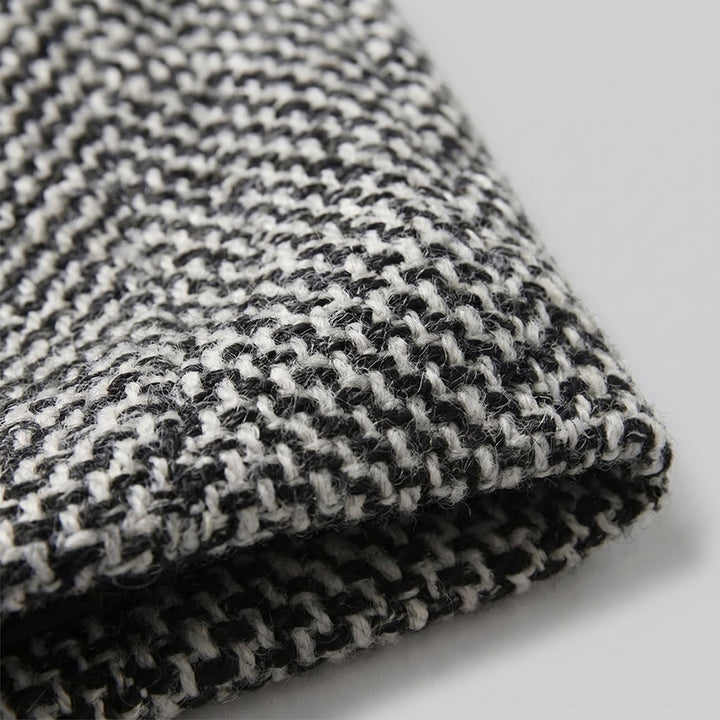 Close-up of the herringbone wool fabric weave