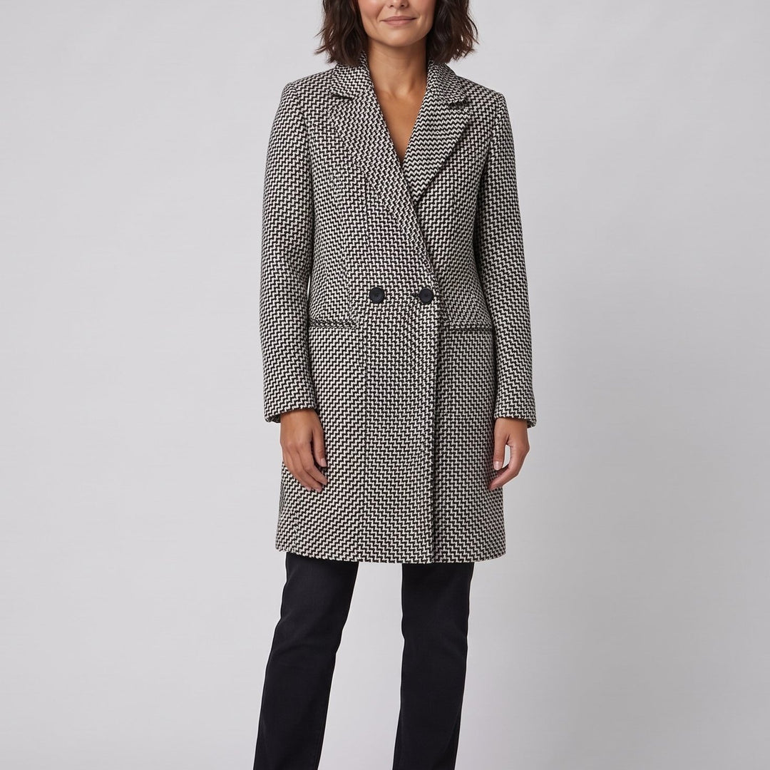 Herringbone coat close-up, front