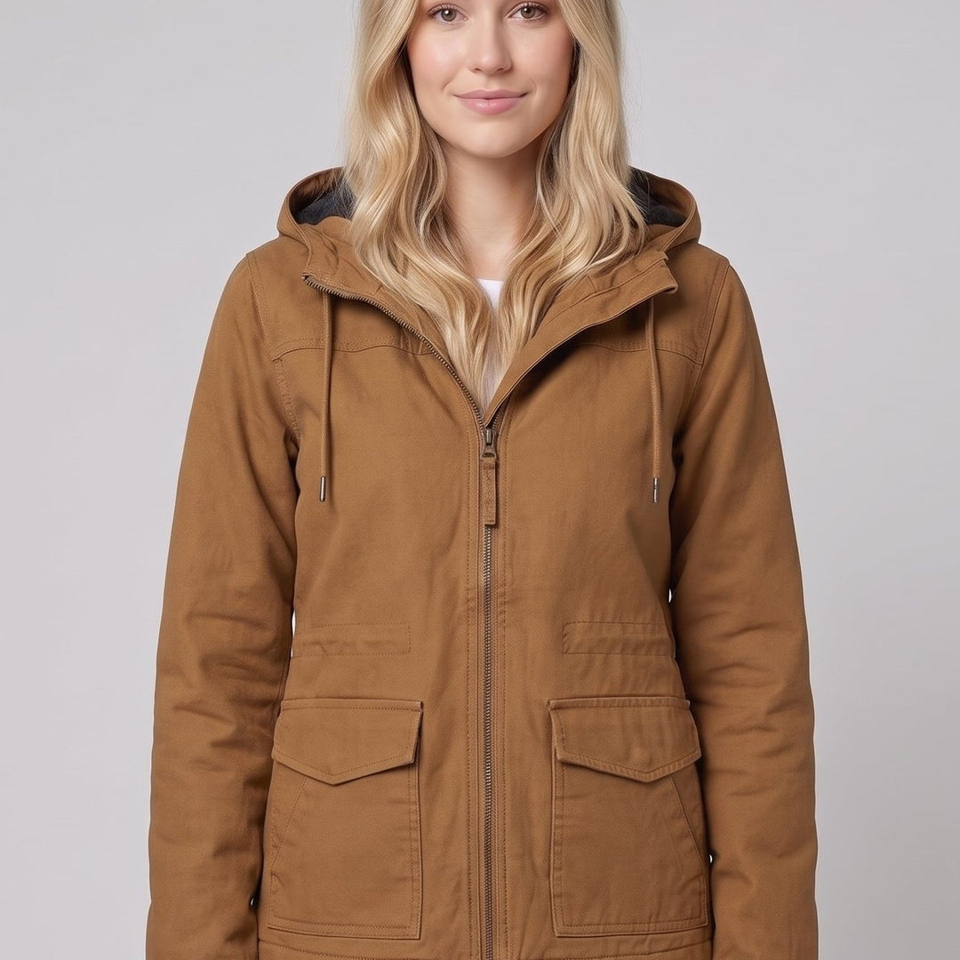Hooded field jacket close-up, front