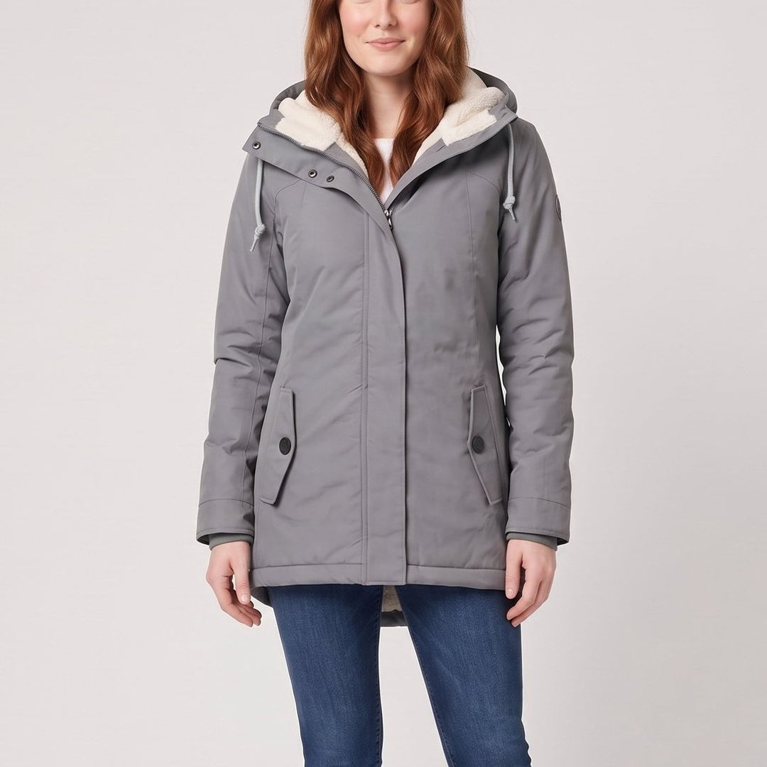 Hooded parka close-up, front