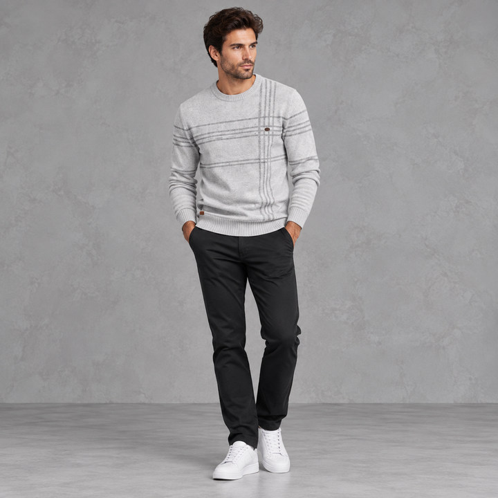 Men's Check Pattern Sweater, barley-grain knit - photo 1