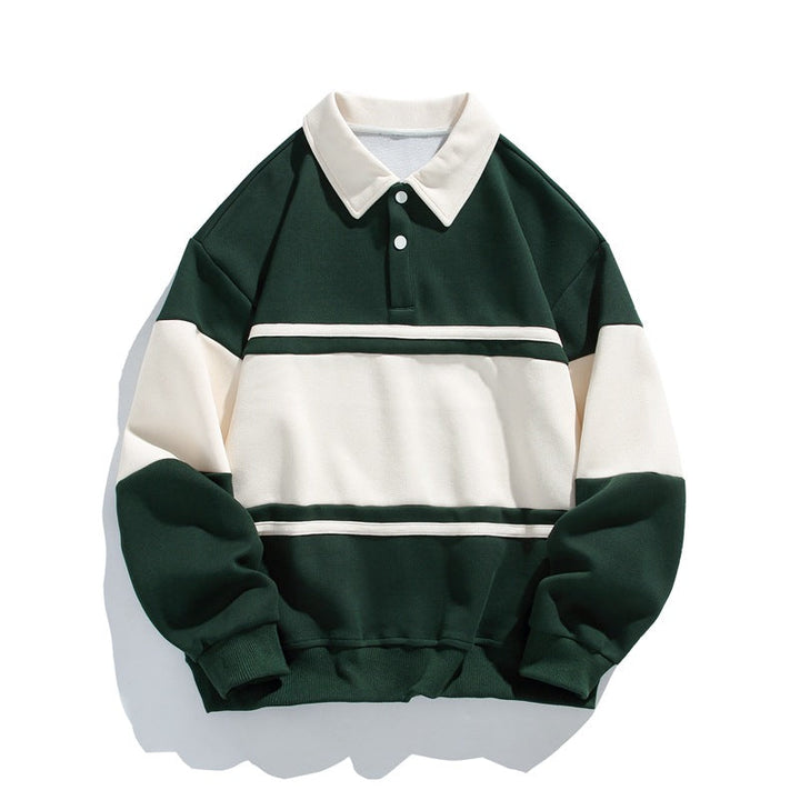 Men's Striped Polo Sweatshirt, vintage campus style - photo 1