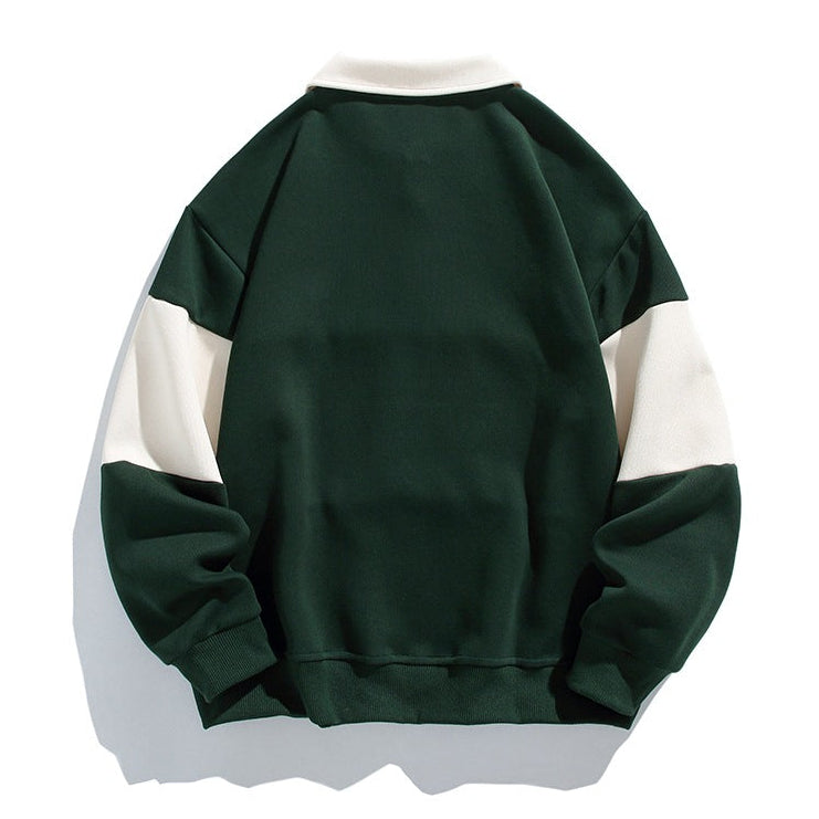 Men's Striped Polo Sweatshirt, vintage campus style - photo 2