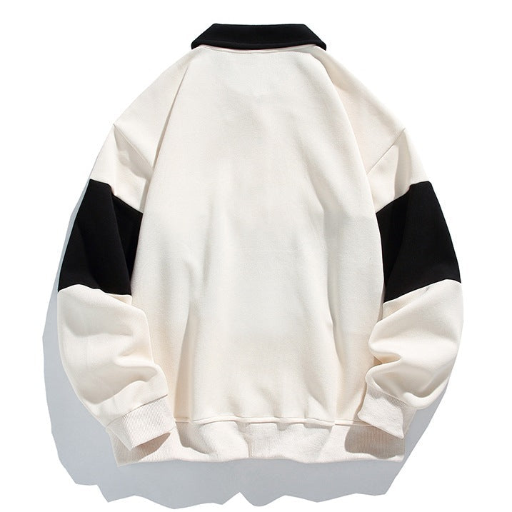 Men's Striped Polo Sweatshirt, vintage campus style - photo 4